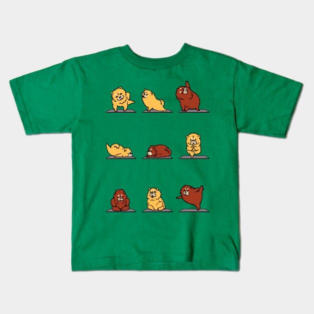 Chow Chow yoga Kids T-Shirt by huebucket